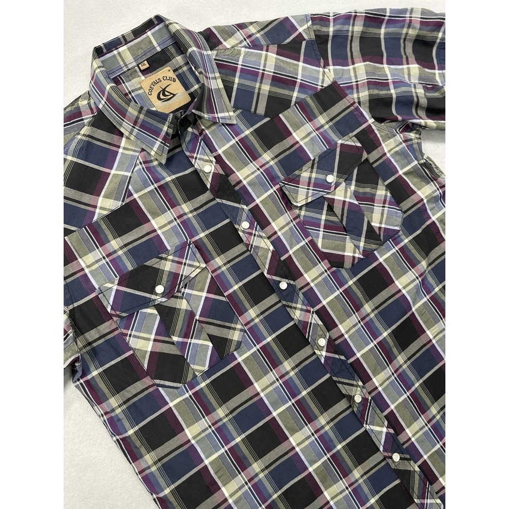 Coevals Club Pearl Snap Western Multicolored Plaid Shirt Men XXL